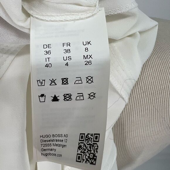 Hugo BOSS Damen White Ruffle Blouse Sz 4 - Picture 8 of 11